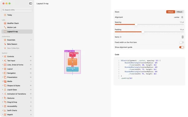 Layout X-ray over a demo